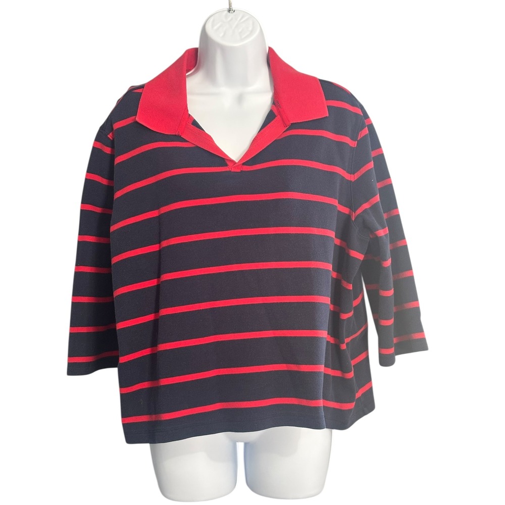 Vintage Pacer Striped Color-block Rugby‎ Polo Top Cotton Size 1x